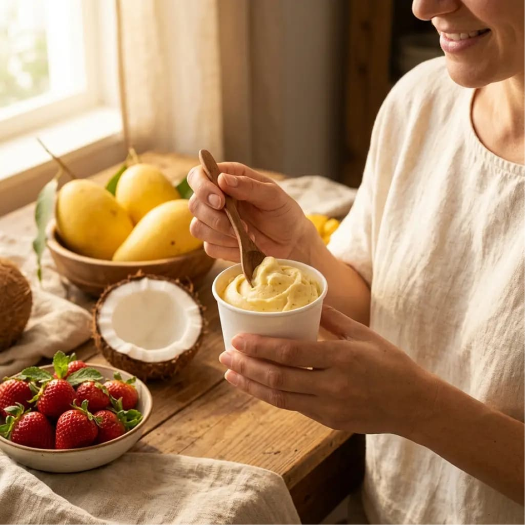 Handcrafting MJ's Naturals ice cream with real fruit